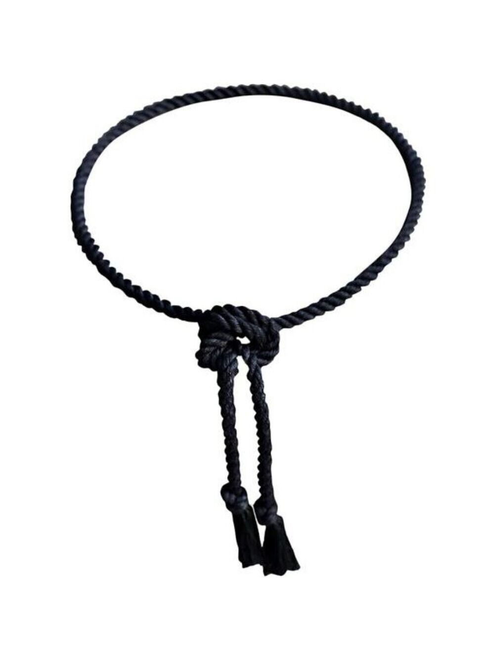Mens Black Cotton Rope Belt Twisted Durable Slim Fit Adjustable Waist Tie